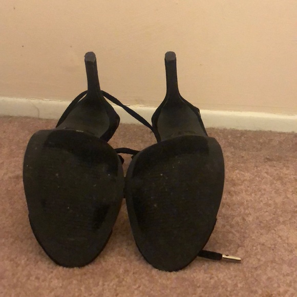Fashion Nova Black Velvet w/ Clear Strap Heels - Picture 7 of 7